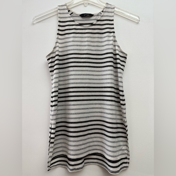 DECJUBA Black and Gray Striped Creamy White Tunic - Picture 1 of 5